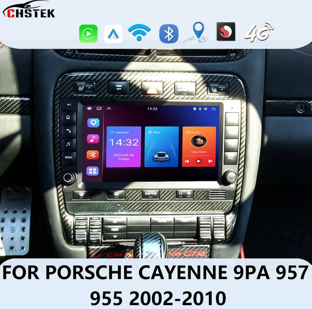 CHSTEK Autoradio mit Carplay und Android Auto Unterstützung für Porsche Cayenne 955 957 9PA (2002-2010) inklusive GPS, Bluetooth und Wi-Fi in Schwarz - Bild 1