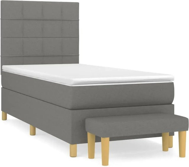 vidaXL Boxspringbett Hybrid mit Matratze und Kopfteil Dunkelgrau B/T: 100 x 200 cm - Bild 1