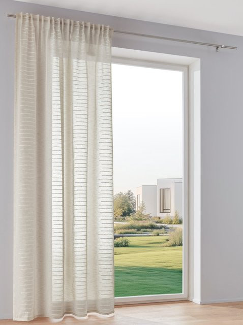 Dekostore Heine Home in Beige, semi-transparent mit Streifenmuster aus 100% Polyester - Bild 1