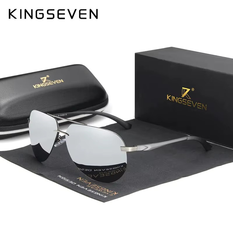 KINGSEVEN Sonnenbrille Pilot, randlos, Aluminium, polarisiert, Unisex - Bild 2