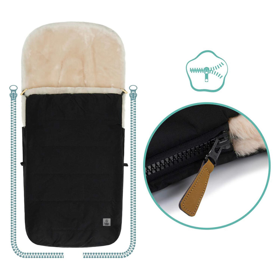 Babycab Winterfußsack Lille aus Lammfell für Kinderwagen und Buggy, Schwarz - Bild 2