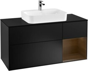 V&B Waschtischunterschrank Finion mit Wandbeleuchtung, Schwarz lackiert, Breite: 120 cm, Tiefe: 50,1 cm, Höhe: 50,1 cm - Bild 1