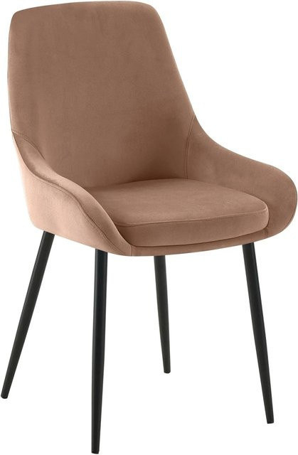 DELUKE Esszimmerstuhl PUNAR aus Samt in Braun mit modernem Design, B/T/H: 50 x 53 x 86 cm - Bild 1