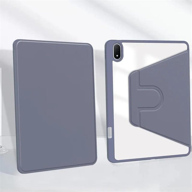 OnePlus Pad 3 Hülle aus PU-Leder mit Stifthalter und 360 Grad Drehung, Transparent/Grau - Bild 1