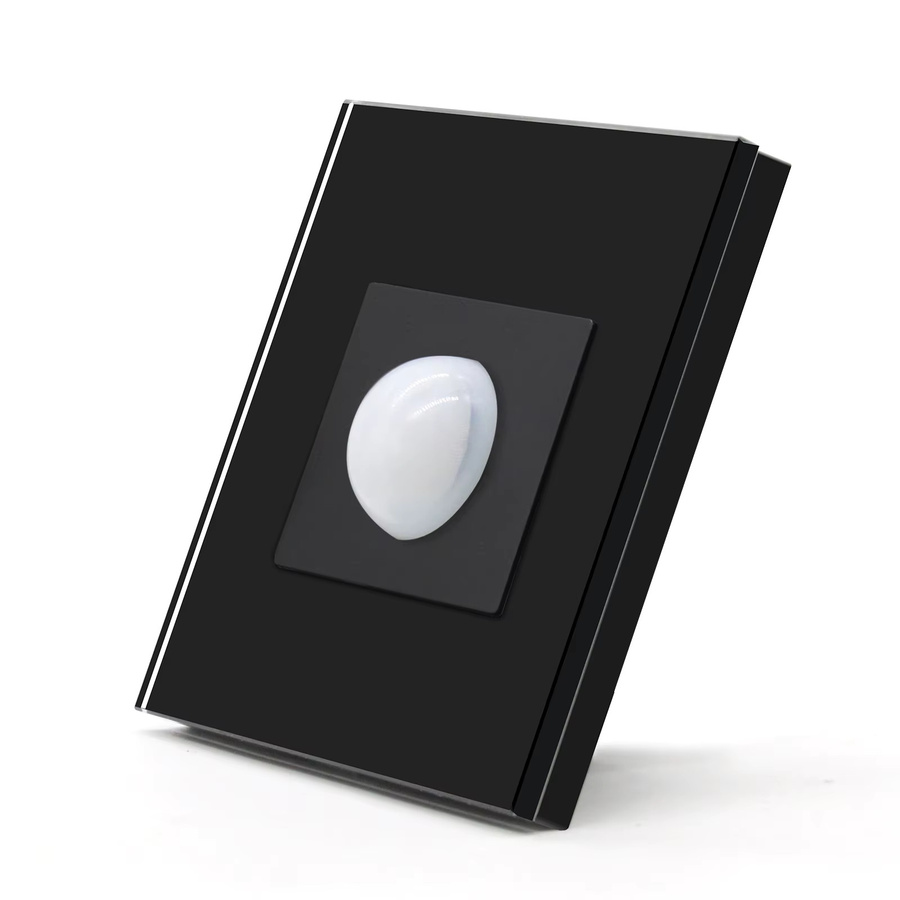 Bseed Wandlicht mit PIR Infrarot Bewegungssensor und LED, mechanischer Druckknopf-Schalter aus Glas in Schwarz - Bild 4