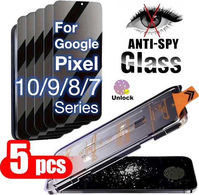 Anti-Spion Panzerglas für Google Pixel 10 Pro XL 9 Pro XL 8A 7A 6A 9A mit Fingerabdruck-Entsperrung und Staubschutz, transparent - Bild 1