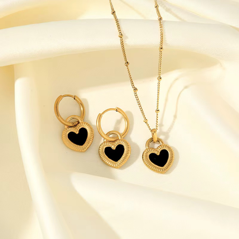 EILIECK Schmuck-Set Halskette, Ohrringe, Edelstahl, Perle, Gold, Damen - Bild 3