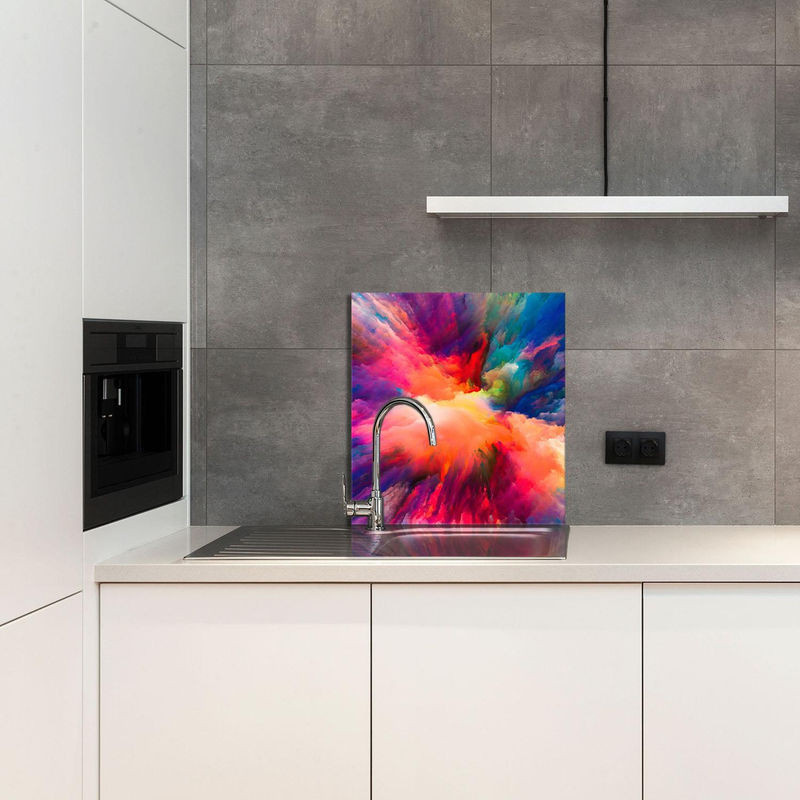 Modernes Glaspaneel für die Küche in Mehrfarbig, Rechteckig, B: 60 cm, H: 65 cm - Bild 1