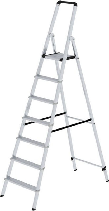 MUNK Aluminium-Stehleiter ML einseitig begehbar, 7 Stufen, Silber - Bild 2