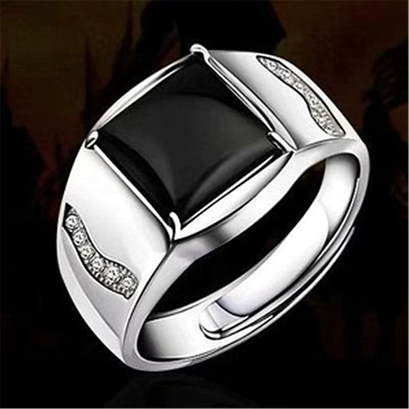 SAY Ring 925 Silber, schwarzer Achat, Unisex - Bild 2