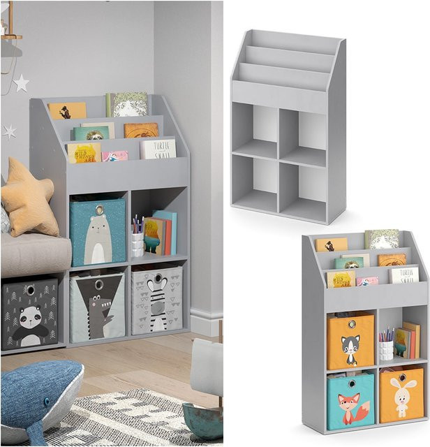 Vicco Kinderregal Luigi Bücherregal und Spielzeugregal in Hellgrau, B/T/H: 72 x 3 cm x 114 cm - Bild 1