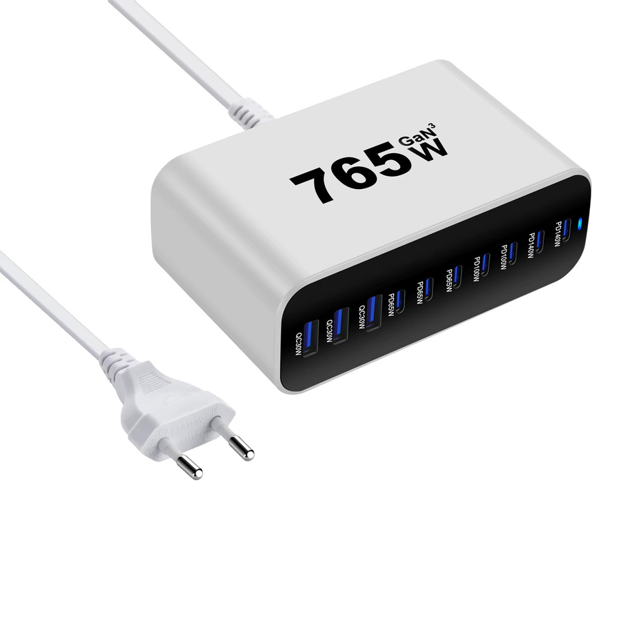 deepartner GaN Desktop-Ladegerät 765W mit 10 Ports und USB-C PD Schnellladung für Mobilgeräte und Tablets - Bild 3