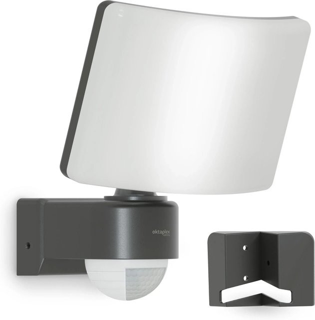 Oktaplex Cali LED Außenstrahler mit Bewegungsmelder IP65 30W Warmweiß Anthrazit inkl. Eckhalterung - Bild 1