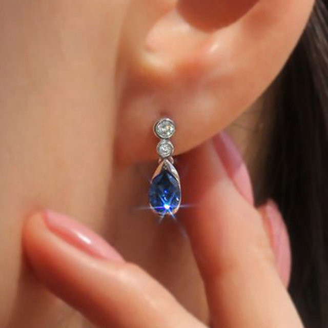 Huitan Ohrringe, blaue Tropfenform, Damen - Bild 1