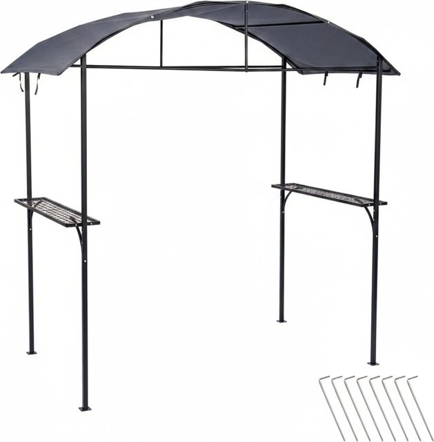 Relaxdays Grillpavillon aus Stahl in Anthrazit mit wasserabweisendem Polyester-Dach und Seitenablagen, B/T/H: 230 x 210 x 116 cm - Bild 1