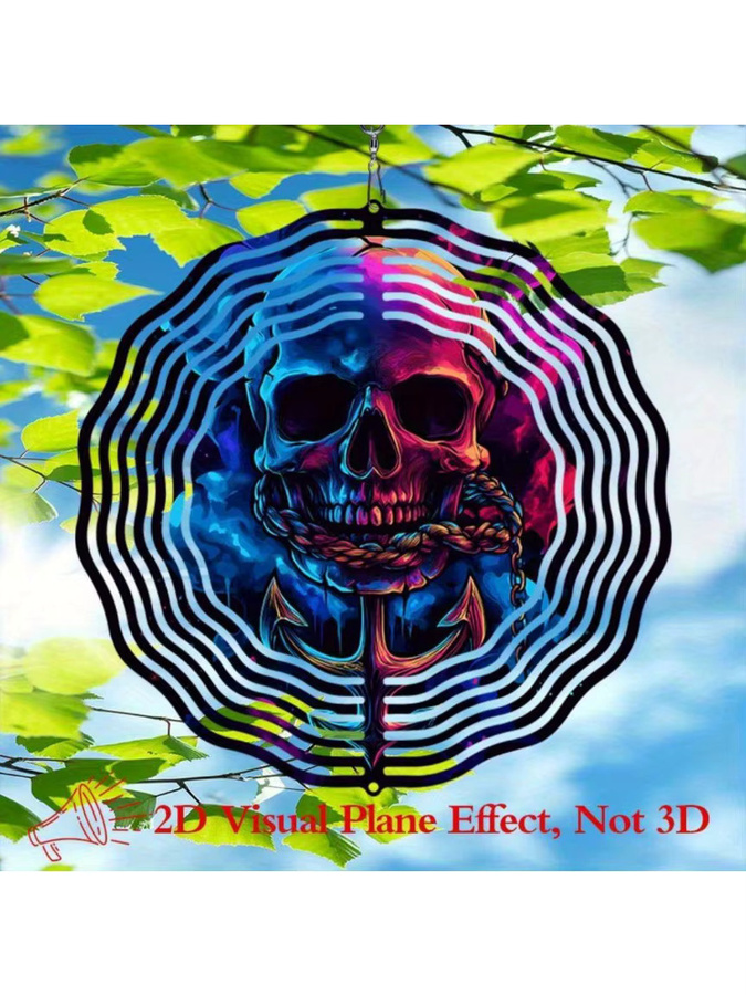 CIFBUY Piratenschädel-Windspiel aus Metall in Multicolour für Garten und Terrasse - Bild 4