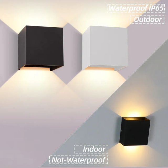 CYLRDXK LED Wandleuchte Modern Schwarz IP65 Wasserdicht für Garten und Außenbereich sowie Schlafzimmer mit Warmweißem Licht - Bild 1