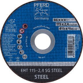 PFERD Trennscheibe EHT Leistungslinie SG STEEL für Stahl, Blau, Durchmesser: 115 mm, Breite: 2,4 mm, Bohrung: 22,23 mm - Bild 1