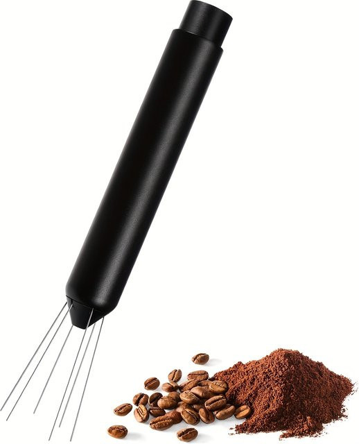 WDT Espresso-Verteilungswerkzeug von Leeseph in Schwarz und Silber aus Edelstahl mit einziehbaren Nadeln für präzises Barista-Brauen - Bild 1