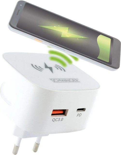 Schwaiger Ladeadapter LADW1130 Weiß mit USB-C und USB-A, 230 V, 30 W - Bild 1