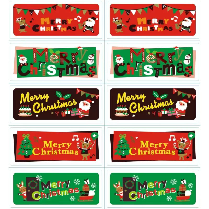 CBTstationery Weihnachten Aufkleber Set mit Motiv Weihnachtsmann, Schneemann und Elch für Kuchen, Backen und DIY Geschenke, 100 Stück, Mehrfarbig - Bild 3