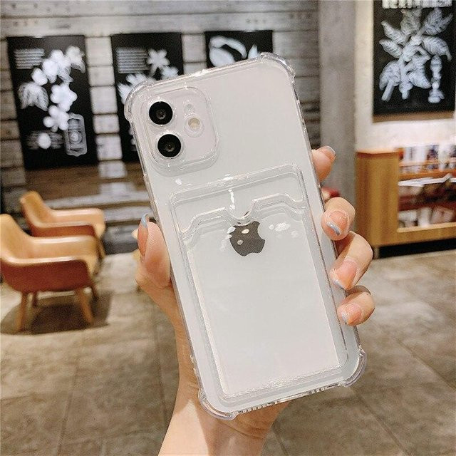 Stoßfeste Silikon-Handyhülle von DUODUO mit Objektivschutz und Kartenfunktion für iPhone Modelle in Transparent und Multicolour - Bild 1