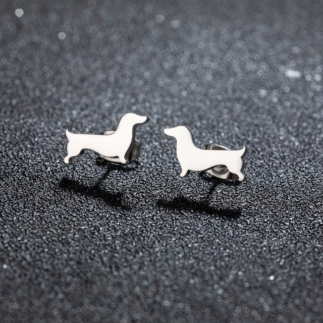 SMJEL Ohrstecker Dackel-Hunde, Silber, Damen - Bild 1