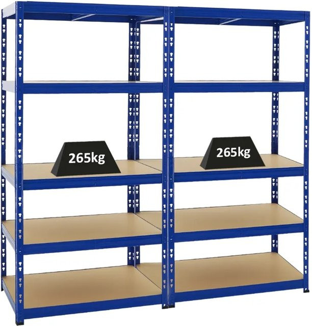 2er-Set PROREGAL Tiger Schwerlastregal mit 5 Ebenen, Blau, H x B x T: 180 x 90 x 60 cm - Bild 1