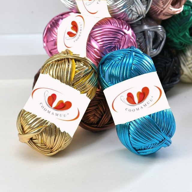 COOMAMUU Kunstleder-Häkelgarn Glänzend für DIY Handstrickprojekte und Kissen, 100g - Bild 1