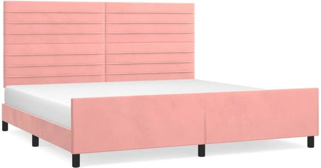 vidaXL Bettgestell mit Kopfteil aus Samt in Rosa, B/T: 200 x 200 cm - Bild 1