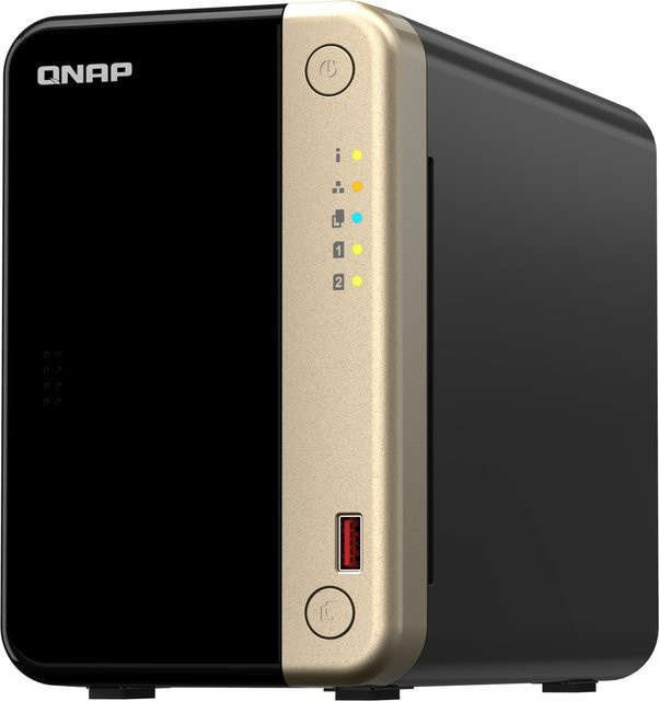 QNAP TS-264-8G NAS-Server mit 8GB RAM, 2 Schächten, SATA 6Gb/s, 2,5 Gigabit Ethernet und RAID-Unterstützung in Schwarz und Gold - Bild 1