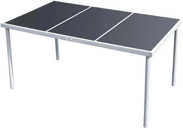 Furnicato Gartentisch mit Glasplatte aus pulverbeschichtetem Stahl in Schwarz, B/T/H: 150 x 90 x 74 cm - Bild 1