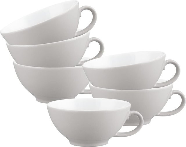 Seltmann Weiden Teetassen Liberty Pure Colors aus Porzellan, Weiß, 6er Set, 140 ml - Bild 1