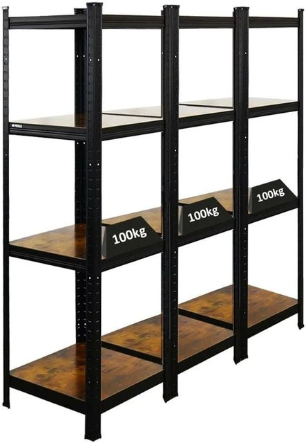 PROREGAL 3er Set Vintage Series Schwerlastregal Ragnar in Vintagebraun-Schwarz, H x B x T: 150 x 45 x 45 cm - Bild 1