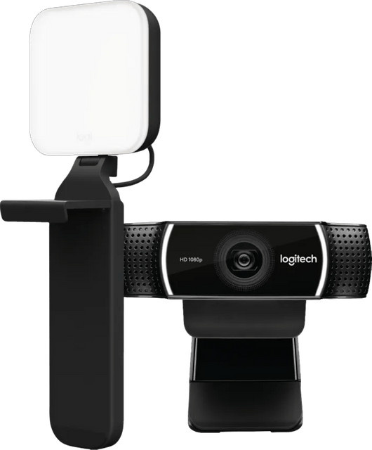 Logitech Streaming-Set bestehend aus Litra Glow LED-Leuchte und C922 Pro Full HD Webcam in Schwarz und Weiß - Bild 1