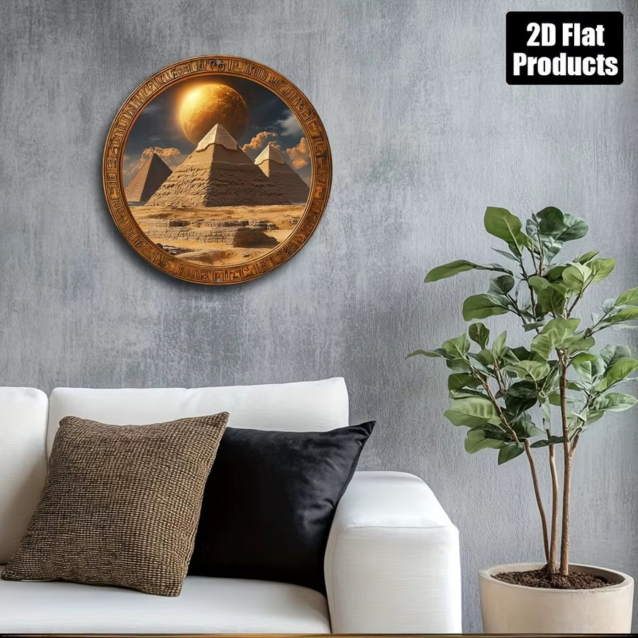 CIFBUY Retro Ägypten Pyramide Runde Metall Wandkunst aus Aluminium, Durchmesser: 20,3 cm - Bild 5