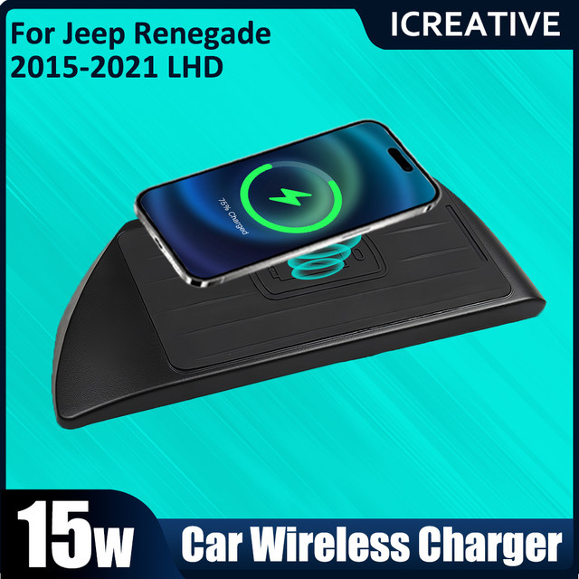 Icreative Kabellose Handyhalterung mit Ladegerät für Jeep Renegade, Farbe: Schwarz - Bild 1
