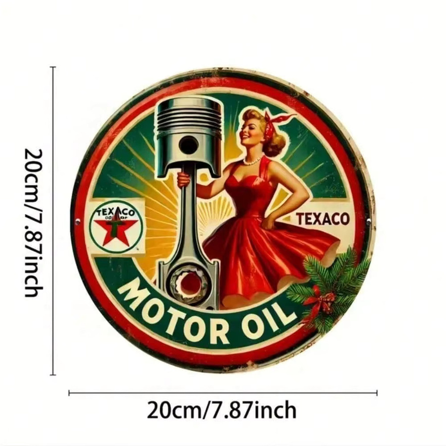 CIFBUY TEXACO Vintage Rundes Metallschild Retro Wetterfestes Aluminium-Wanddekor Multicolour Durchmesser: 20 cm - Bild 2