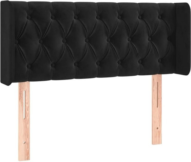vidaXL Kopfteil mit Ohren aus Samt in Schwarz, B/T/H: 93 x 16 x 78/88 cm - Bild 1