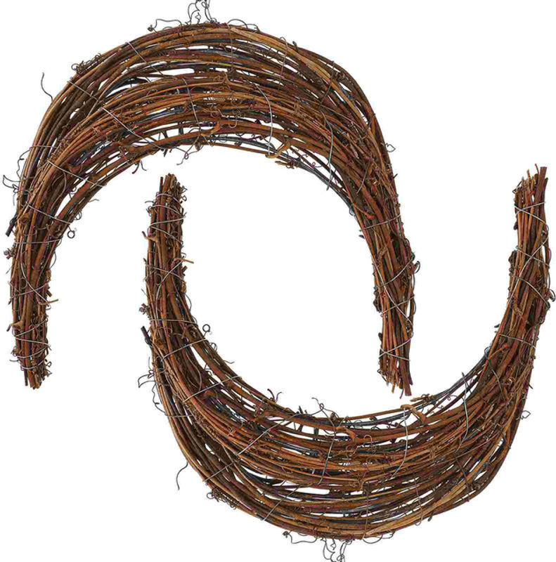 2 Stück Rattan-Girlanden in Mondform, braune Bastel-Ranken für DIY-Dekorationen und Blumenmaterial in rustikalem Design - Bild 1