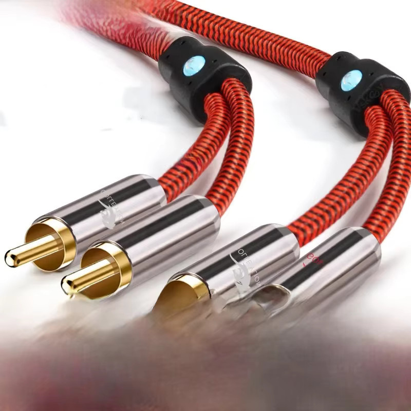 GOLLE YLION Hi-Fi-Audiokabel mit 2 Cinch auf 2 Cinch-Steckern, OFC-geschirmtes RCA-Kabel für Verstärker, CD, DVD, TV und Heimstereoanlagen in Blau und Rot - Bild 1