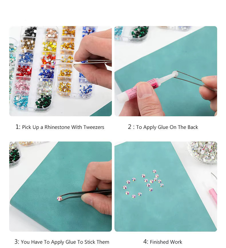 QIIY Glas Strass Steine Flatback Kristalle für Nail Art und Kleidung, SS6-SS30, Multicolour und Grün - Bild 4