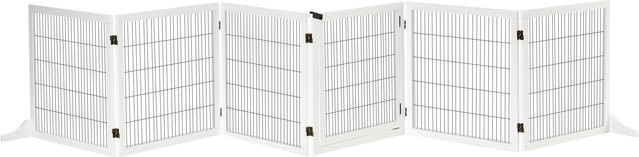 PawHut Hundegitter aus Holz in Weiß, verstellbares und klappbares Absperrgitter mit 6 Paneelen für Treppen, Türen und Flur, B/H/L: 432 x 70 x 36 cm - Bild 1