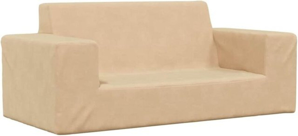 vidaxl Kindersofa 2-Sitzer aus weichem Plüsch in Beige - Bild 1