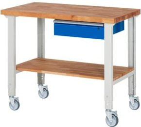 Rau Fahrbare Werkbank höhenverstellbar 7001A7, grau/mehrfarbig, B: 125 cm, T: 70 cm, H: 95-100 cm - Bild 1
