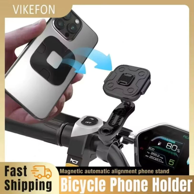 VIKEFON Magnetische Fahrrad Handyhalterung mit 360 Grad Rotation, abnehmbarer Lenkerhalterung für iPhone, Samsung und Xiaomi, Schwarz - Bild 2