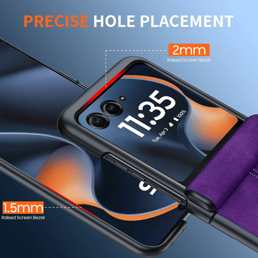 BANGZAO Schutzhülle aus mattem PU-Leder mit Scharnierschutz und Displayschutzfolie für Motorola Razr 70 2025, Razr 60 2025 und Razr 50 2024 in Lila - Bild 3
