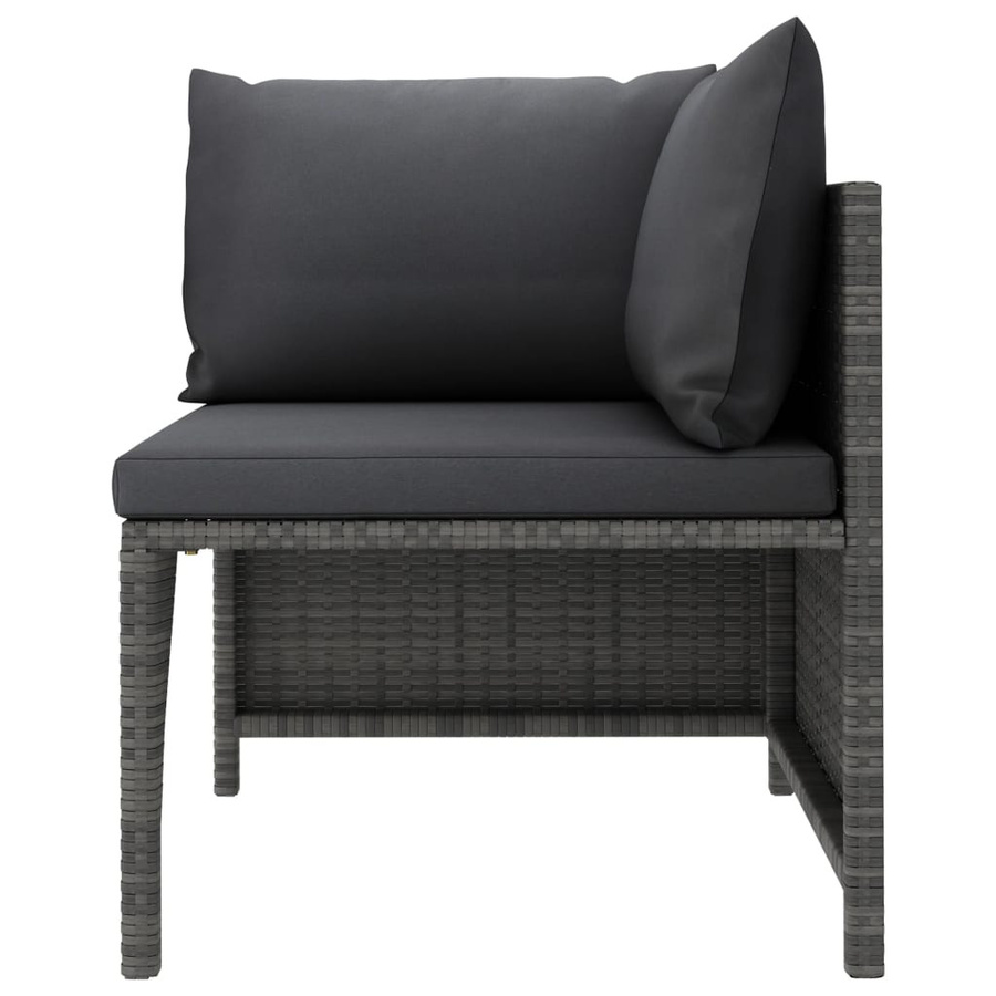 vidaXL 3-tlg. Garten-Lounge-Set L-Form aus PE-Rattan mit Kissen in Anthrazit/Grau - Bild 5