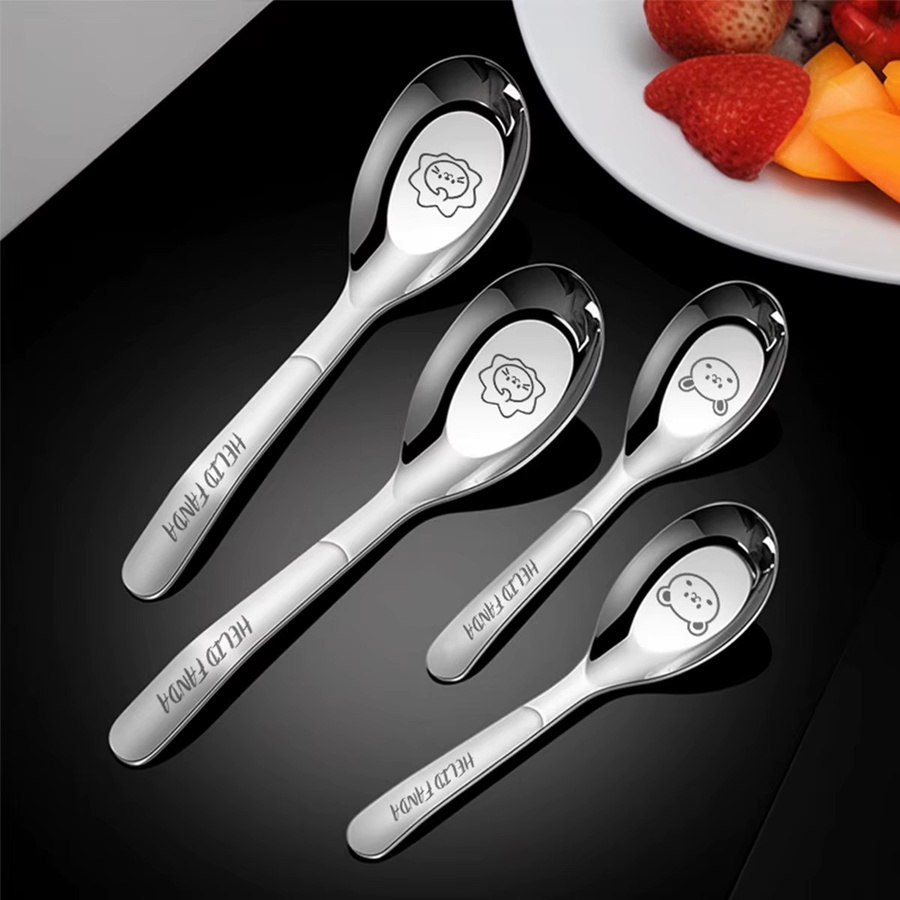 WORTHBUY 2er Set Dessertlöffel mit langem Griff aus Edelstahl 316 in Silber, spülmaschinenfest - Bild 2
