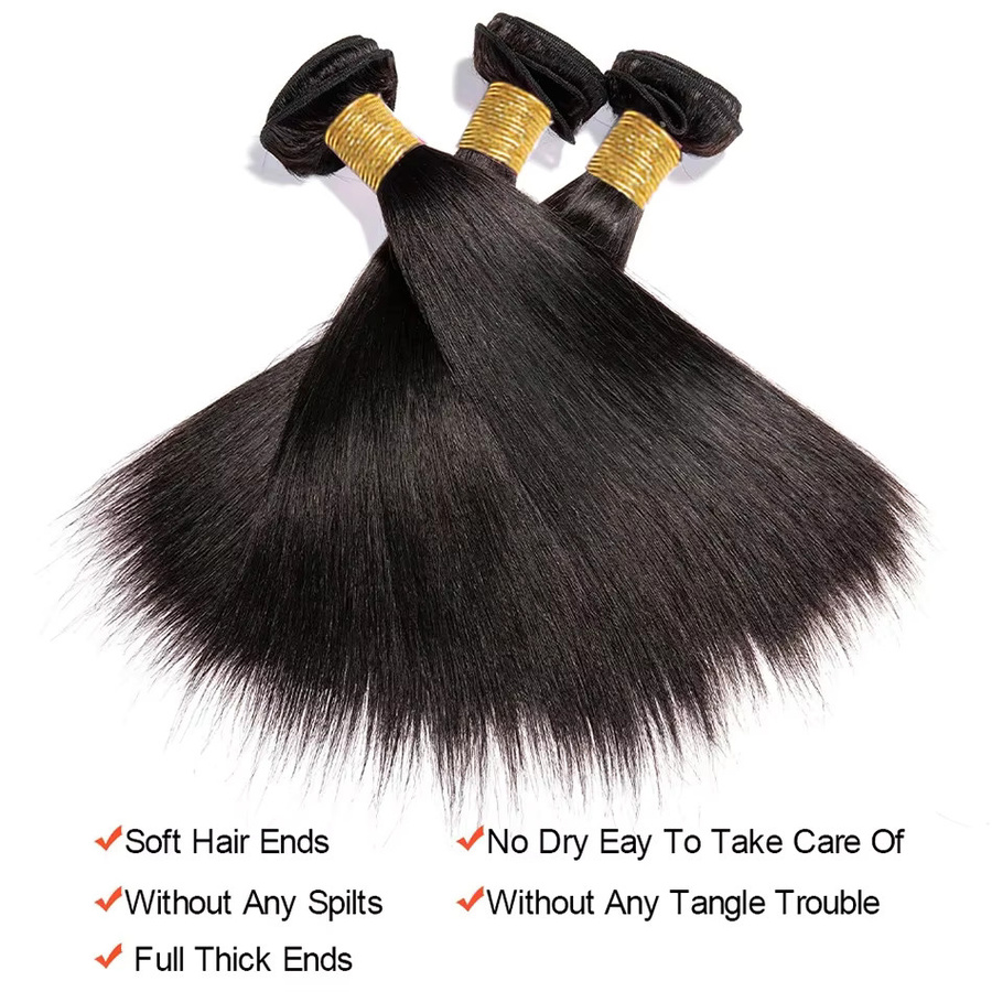 FUGANGXIU Haar Extensions, Indisches Haar, Gerade, Schwarz, Damen - Bild 5